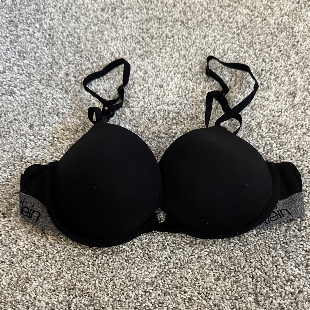 Calvin Klein Black and Gray Women's Bra 34C